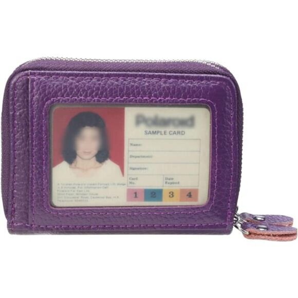 RFID Blocking Leather Zipper Card Wallet Small Purse Credit Card Case Holder - Picture 3 of 8